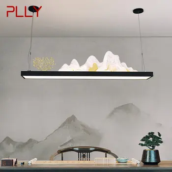 Подвесная люстра в китайском стиле, современная светодиодная 3-цветная подвесная люстра с креативным пейзажем для домашнего чайного домика, столовой