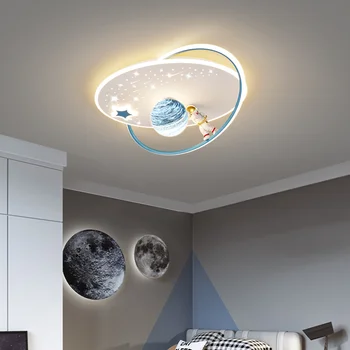 Подвесные светильники Детская комната Потолок спальни Современный минималистичный Creative Planet Теплый потолочный светильник для гостиной для мальчиков и девочек