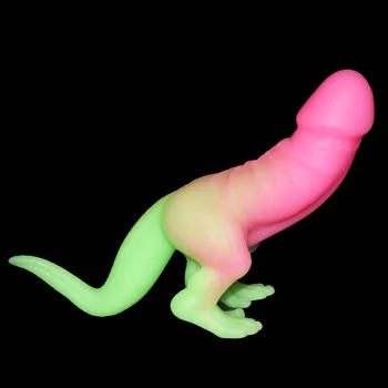 Реалистичные светящиеся фаллоимитаторы с динозавром в точке G Пенис для женщин Пенис Донг Анальная пробка Секс-игрушки для взрослых для вагинально-анальной стимуляции