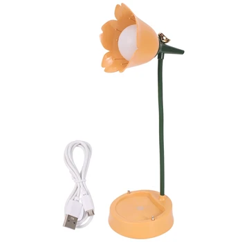 Светодиодная настольная лампа с цветочным рисунком, освещение в студенческой спальне, Контактная защита глаз USB