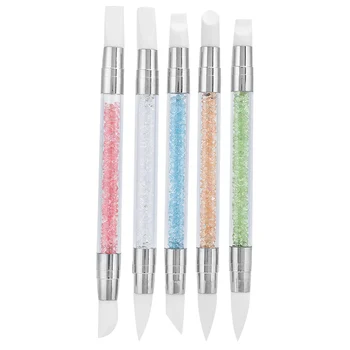 Силиконовая ручка-кисточка для ногтей 5шт, полая ручка для тиснения, аксессуары для нейл-арта, мягкие