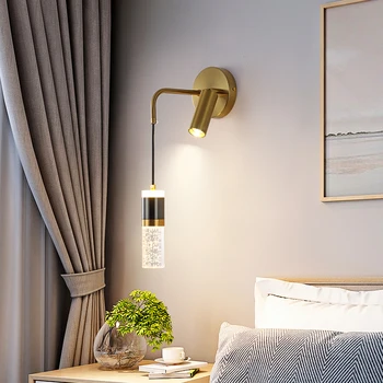 Скандинавский подвесной светодиодный настенный светильник Прикроватный светодиодный прожектор для кабинета Гостиная Спальня настенное бра Зеркало в ванной комнате светодиодный светильник