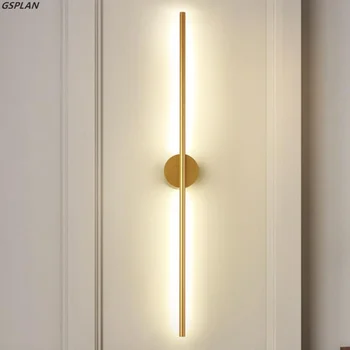 Современный простой линейный ламповый светодиодный настенный светильник с контрастным фоном, светодиодный прикроватный столик, коридор, черное с золотом светодиодное бра