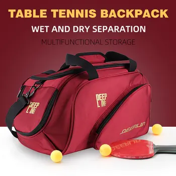 Сумка для настольного тенниса Deeplin, спортивный рюкзак, дорожная сумка большой емкости из плотного материала для занятий спортом для пинг-понга с сухим влажным разделением