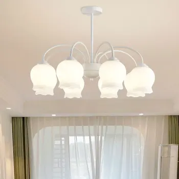 Цветочная люстра в кремовом стиле, лампа для гостиной в скандинавском стиле, люстра для главной спальни, креативная тыквенная лампа, мебель для домашнего декора